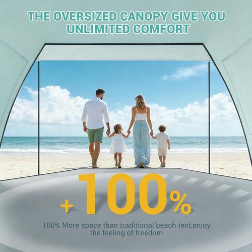 Elegear CumbreX™ Beach Tent - Portable 4-5 Person Sun Shelter with UPF 50+ UV Protection | Easy Setup - Green