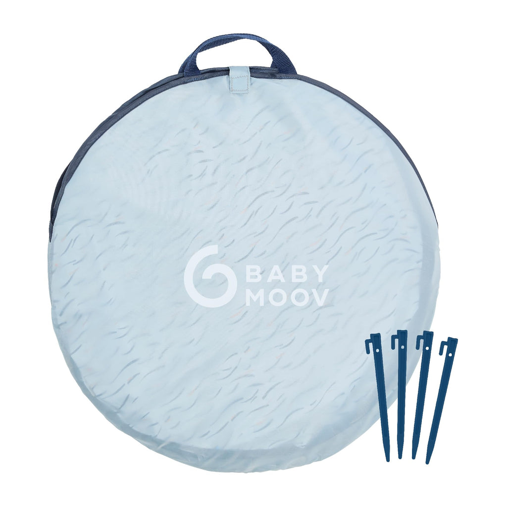 Babymoov Anti-UV Baby & Toddler Beach Tent UPF 50+ Sun Protection with Pop Up System for Easy Use & Transport, Blue Waves (Summer 2025 Edition)