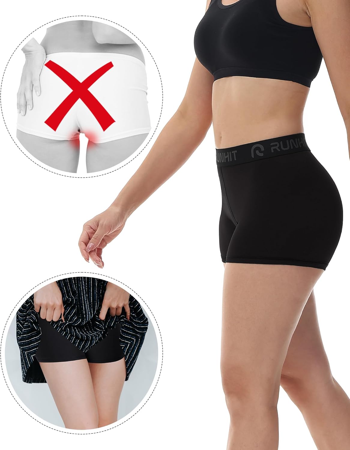 Runhit 3" Volleyball Shorts - Women's Compression Spandex Shorts | 3-Pack Athletic Yoga Gym Wear