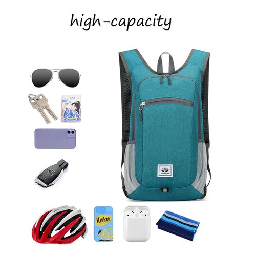 DOJUNS Hiking Backpack 15L Small Travel Backpack Lightweight Foldable Daypack Packable Camping Backpacks for Women Men (Gray)