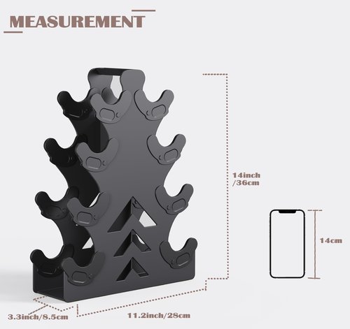 Lovind Dumbbell Rack, Stand Only, No Install Needed Small Weight Rack with Dumbbell Protector Edge,Suitable for Rubber-Coated Dumbbells