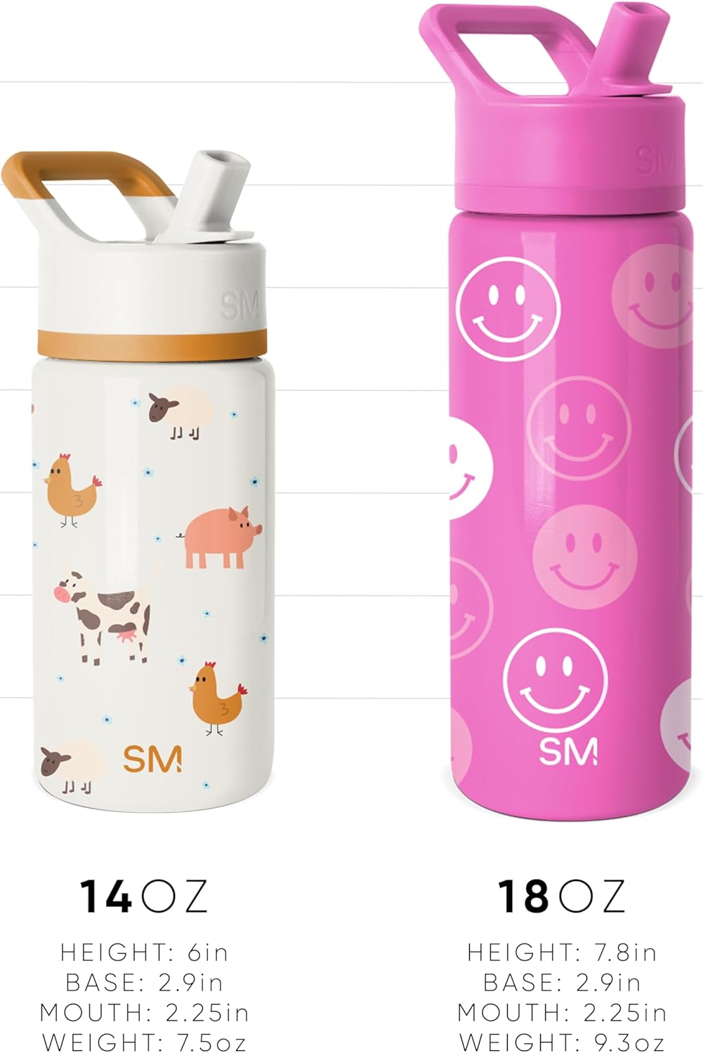 Simple Modern Kids Summit Water Bottle - 14oz Insulated Stainless Steel Tumbler with Straw Lid | Confetti Design