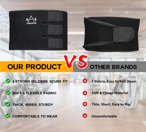 VIMUSFUN Waist Trimmer Belt Men Sweat Band Waist Trainer For Women Lower Belly Fat Tummy Stomach Wraps Waste Trainers Low Back Support Small/Medium/Large/Plus Size Black