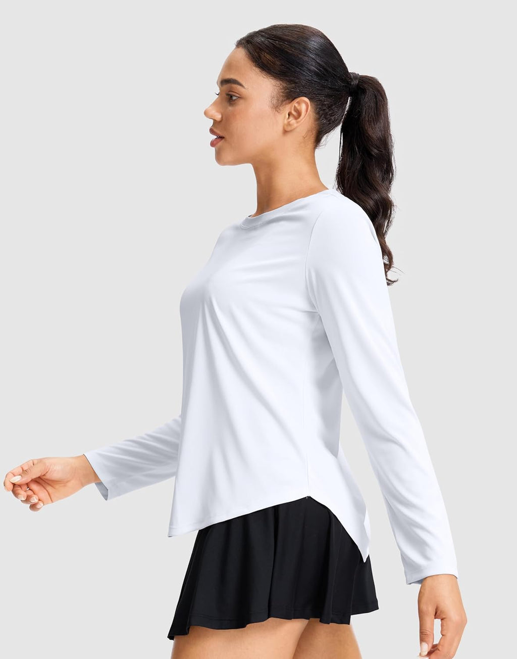 SANTINY Lightweight Long Sleeve Workout Top - Breathable Gym & Yoga Shirt | UPF 50+ Sun Protection