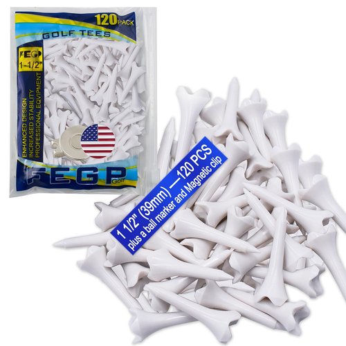 1 1/2 Inch Plastic Golf Tees,Short Tees 120 Pack-4 Prongs with Low Friction Design for Iron,Par Threes,Hybrids and Driving Range,with High Stability and Low-Friction White Golf Tees (120 Pack)
