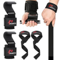 Weight Lifting Hooks & Wrist Straps Set – Lifting Hooks with Anti-Slip Grip, Adjustable Wrist Wraps for Weightlifting, Deadlifts, Powerlifting, Gym Straps for Men and Women, Black-Red