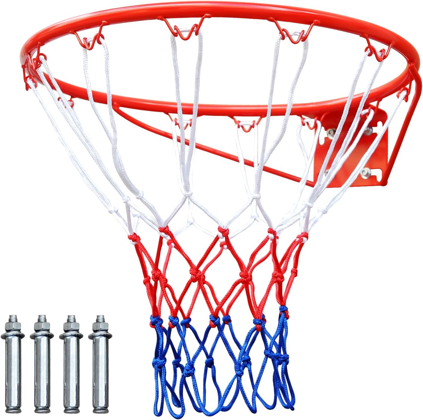 Skiennix 18-Inch Basketball Rim - Heavy-Duty Solid Steel with All-Weather Net for Indoor/Outdoor Use