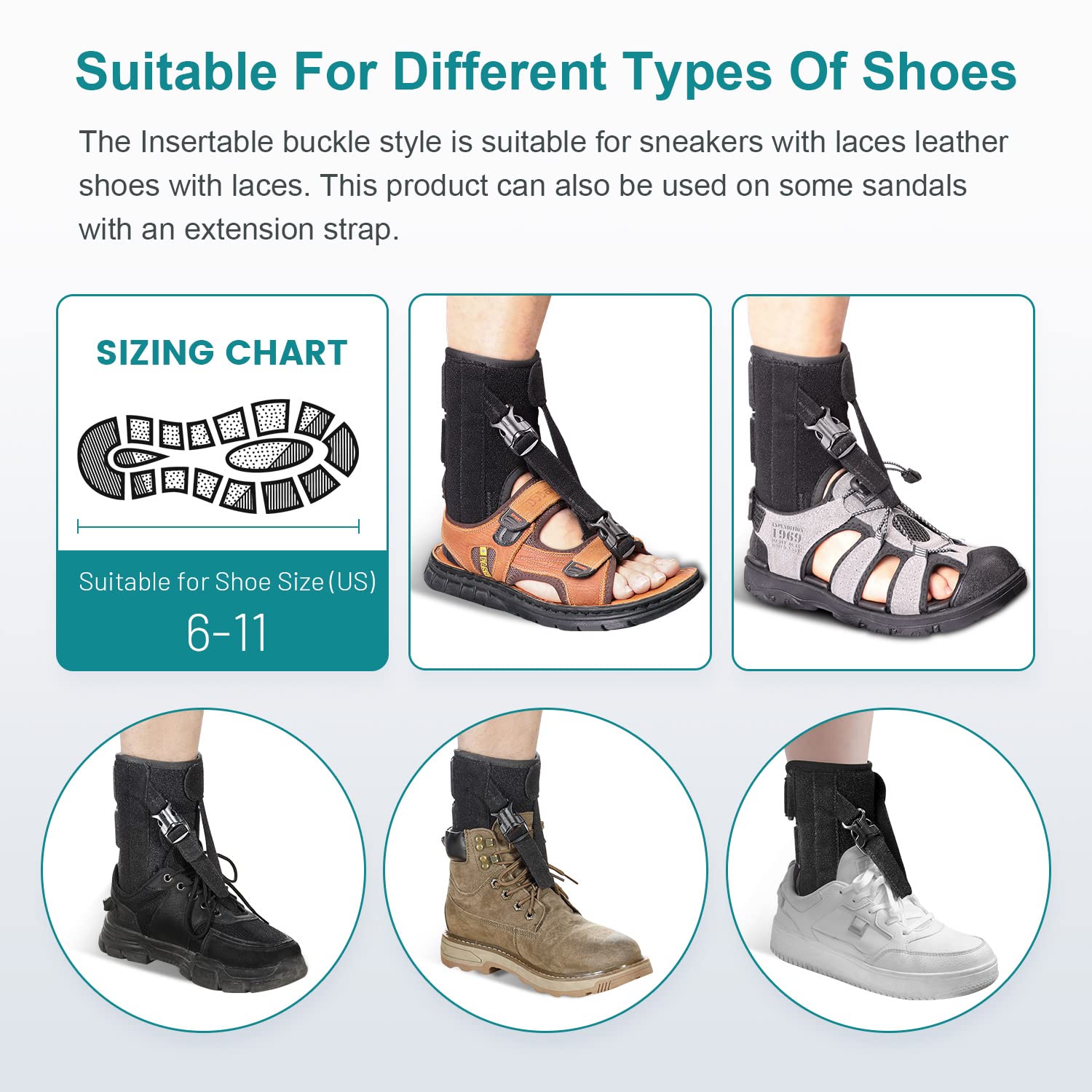 POZPO Foot Drop Brace for Walking Lifting Shoes, Drop Foot AFO Brace Help Raise Shoes, Foot Up Splint for Ankle, Improved Walking Gait, Prevent Falls and Injuries, for Left and Right-Black