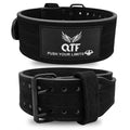 QTF Weight Lifting Belt Gym Exercise Workout, 4 inch Sued-Leather-Belt Padded Lumbar Back Support Men Women, 9 double Adjustable Holes, Powerlifting Bodybuilding Deadlift, Squat Fitness Strength Training Belt (Black, Large)