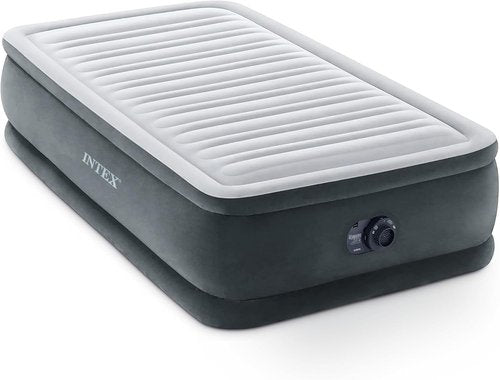 Intex Dura-Beam Deluxe Comfort-Plush Twin Air Mattress - Fiber-Tech, Built-in Electric Pump, 13" Height, 300lb Capacity