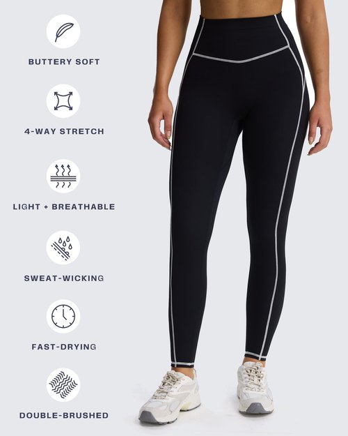 Aoxjox Workout Leggings for Women High Waisted Lexi Lined Exercise Athletic Gym Fitness Yoga Pants 26" (Blackness and White, Small)