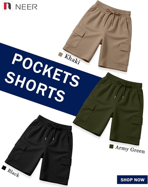 Neer Women's Bermuda Shorts - Casual Knee-Length Cargo Shorts with 4 Pockets | Elastic Drawstring
