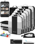 OlarHike Compression Packing Cubes - 10 Set Travel Organizer Bags for Suitcase | Expandable & Compressible (Black)