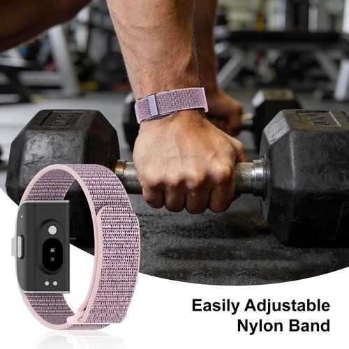 Vigamen Nylon Loop Sport Replacement Strap Compatible with Hume Band,Adjustable Soft Bands for Women Men,Breathable Wristband for Fitness Tracker,Pink Sand