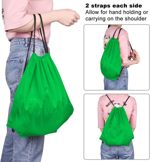 KUUQA Green Drawstring Backpacks - 100Pcs Bulk Gym & Travel Bags for Easy Carrying