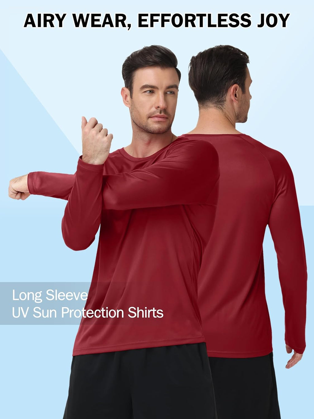 ZITY Men's Long Sleeve Athletic Shirts - UPF 50+ UV Protection | Quick Dry for Running & Workouts