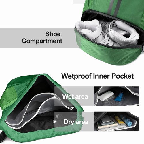 Hoedia Sports Drawstring Backpack - Waterproof Gym Bag with Shoe Compartment | Dark Green