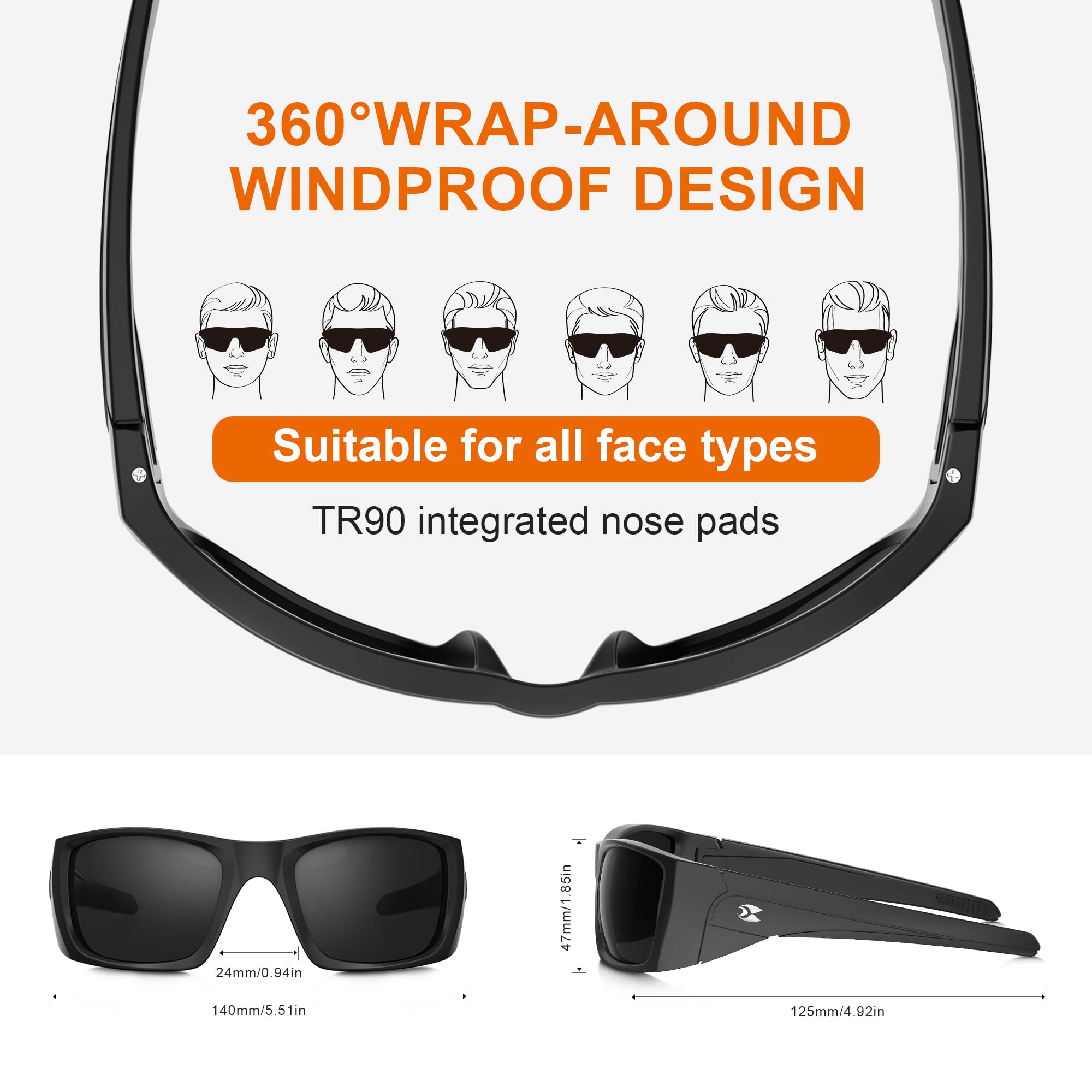 suoso Polarized Sports Sunglasses for Men: Women UV400 Protection Wrap Around Sun Glasses for Fishing Cycling Running TR90