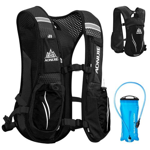 TRIWONDER Running Vest for Men Women Hydration Backpack Water Pack 5.5L Lightweight Runner Marathon Trail Hiking Cycling (02 Black 5.5.5L - with 2L TPU Water Bladder)