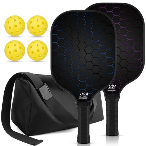 Jobunai 99.9% T300 Carbon Fiber Pickleball Paddles 2 Pack Lightweight Pickle Ball Paddle Indoor Outdoor Game Equipment Gear Beginners Intermediate Pro Sport Accessories Gift Ideas for Adults
