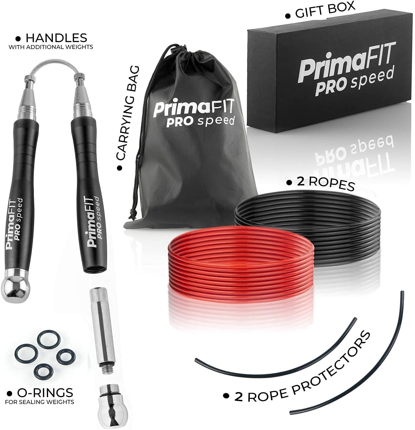 PrimaFIT Pro Speed Jump Rope - Adjustable Weighted Aluminium Handles for Boxing & CrossFit | Includes Spare Cable & Carry Bag