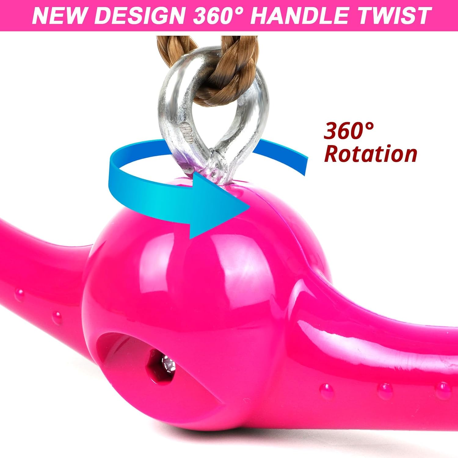 YAMIPROBI Ninja Twister Swing Set - 360° Handle for Twist & Spin Fun | Kids Ninja Warrior Accessories - Pink