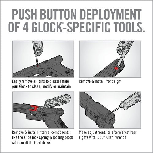 Real Avid 4-in-1 Tool for Glock Handguns, Compact Gun Multitool with Front & Rear Sight Tool, Punch Tool & Gunsmithing Screwdriver for Cleaning & Maintaining Glock Pistols,Black