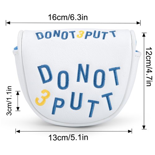 Golf Mallet Putter, DO NOT 3PUTT Magnetic Closure Premium Leather Golf Club Head Covers Fits for Golf OZ1 MEZZ 1 MEZZ1 MAX Putter