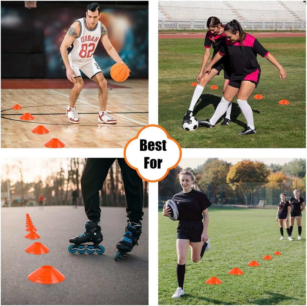 Pro-Grade Soccer Training Cones Set by [Brand Name] - Durable Agility Cones with Carry Bag & Strap Holder | Ideal for Football, Basketball, and Sports Training
