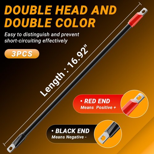 CLUBRALLY Golf Cart Battery Cable Set, Fit for Club Car Precedent 2004-Up with 12V Batteries- 4 Gauge- 2022 Upgrade