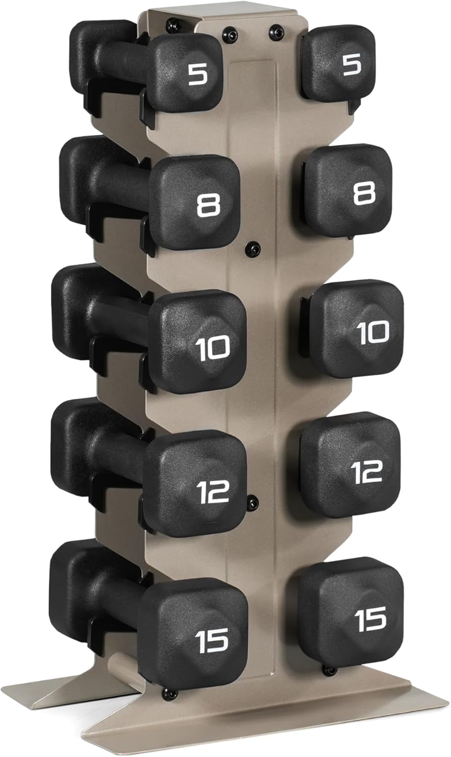 Tone Fitness Neoprene Dumbbell Set - Non-Slip, Anti-Roll Hand Weights for Home Gym | 20 lb to 100 lb Options