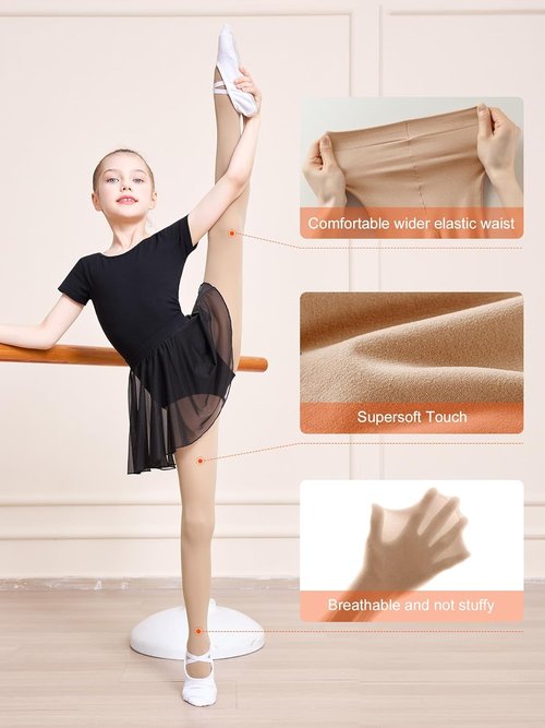 DIPUG Girls Ballet Tights - Ultra Soft Footed Dance Tights for Toddlers & Kids
