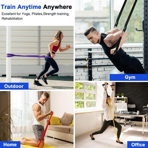 Resistance Bands, Workout Bands, Exercise Bands, Premium Natural Rubber Resistance Bands for Working Out, Pull-Up Assist Bands 5-Piece Set, for Men & Women Fitness, Muscle Training & Physical Therapy