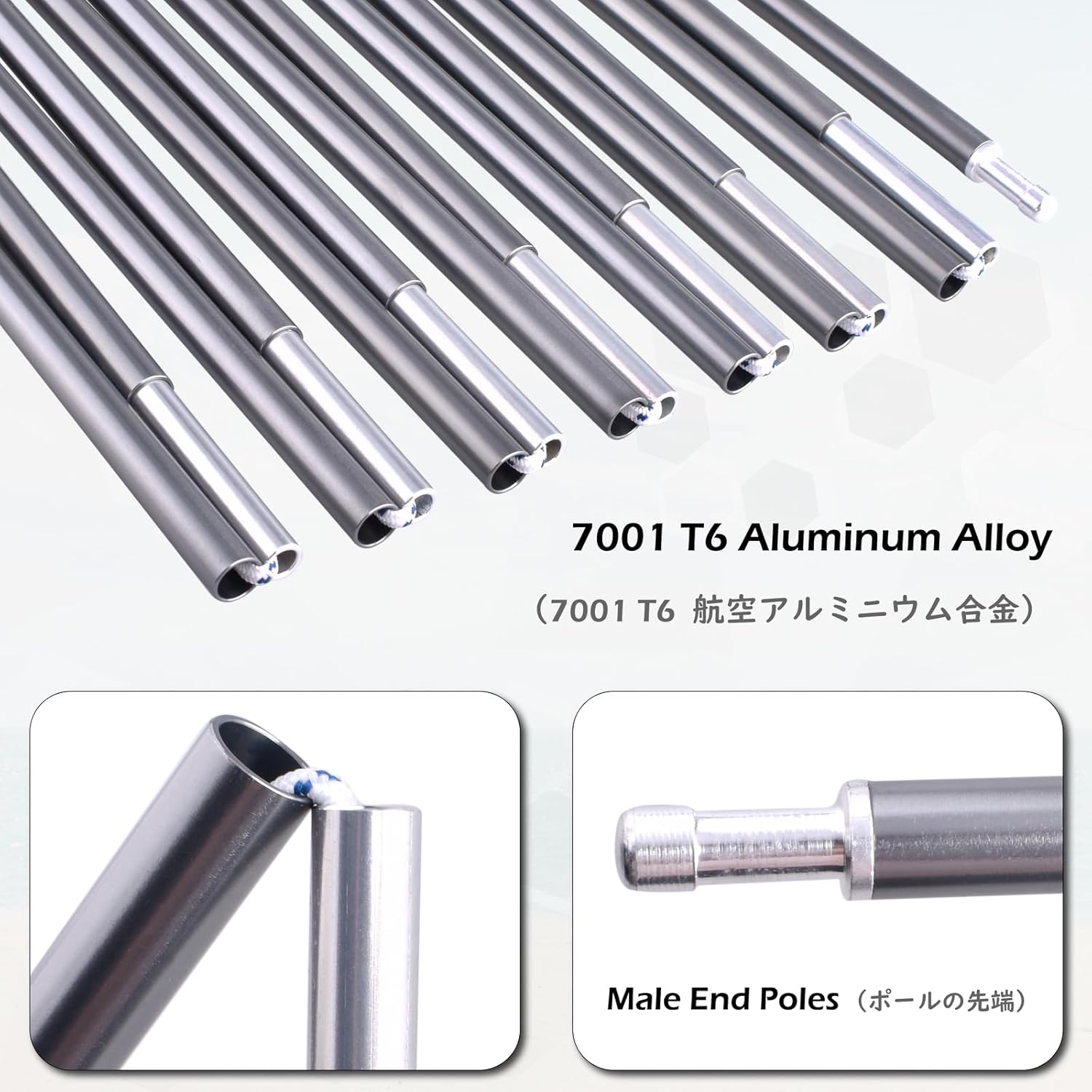 TRIWONDER Tent Poles - Replacement Aluminum Camping Rods | Pre-Assembled Repair Kit (2 Pcs)
