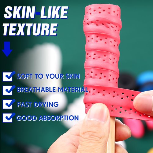 Wettarn 60 Pcs Racket Grip Anti Slip 43 Inches Tennis Racket Grip Tape Overgrips Precut and Dry Feel Tennis Anti Slip Absorbent Overgrip for Badminton, Fishing Rod