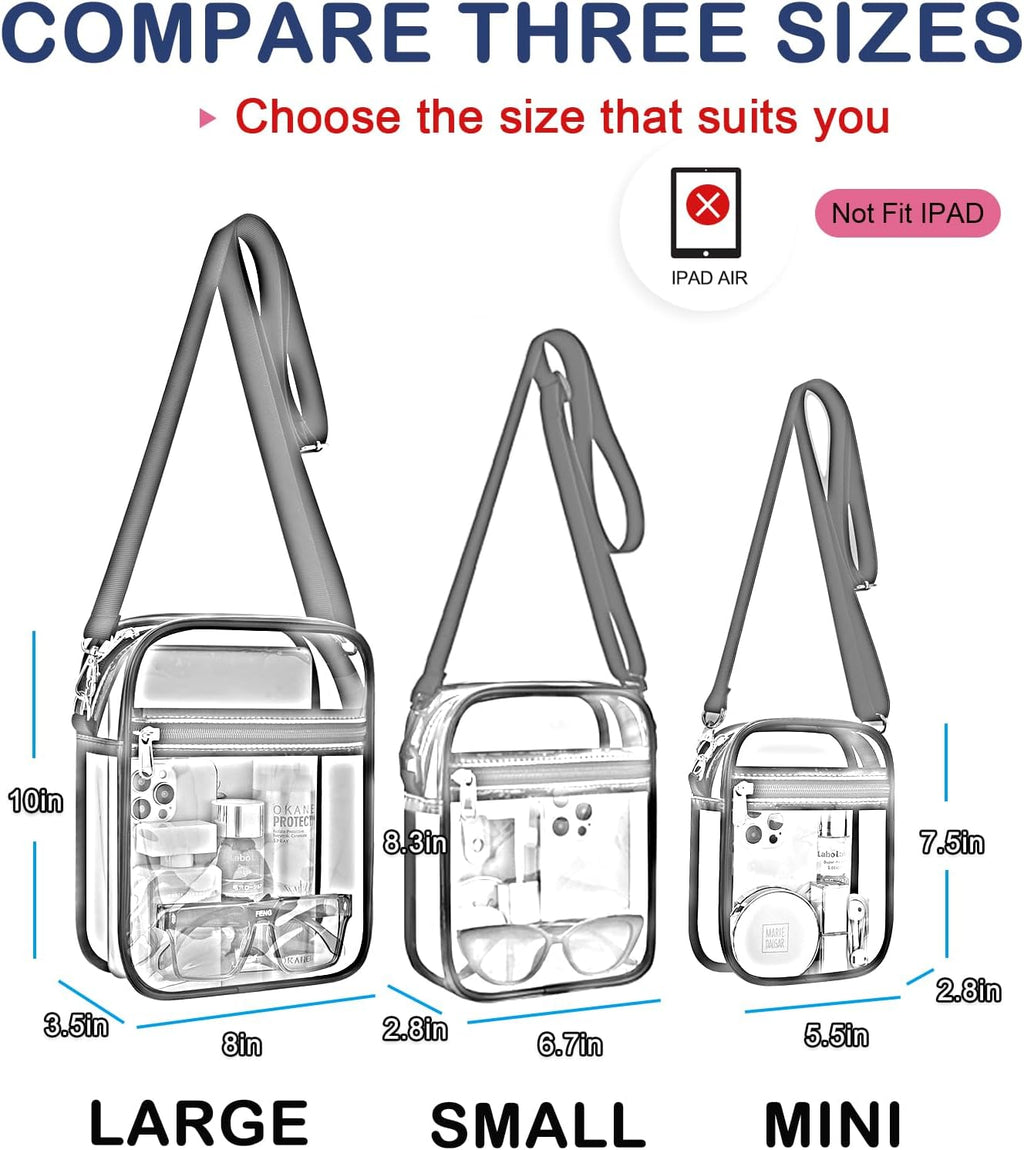 USPECLARE Clear Purse - Stadium Approved Transparent Messenger Bag for Men & Women | Crossbody Design