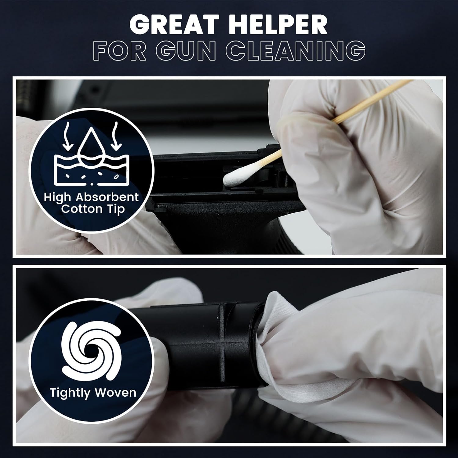 PINGMIC Gun Cleaning Kit - 1200/800/600PCS with Lint-Free Patches & Pointed Swabs | Fits Most Calibers