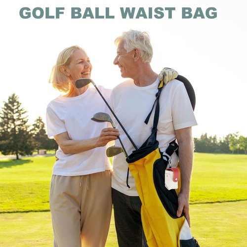 uxcell 2 x 1.8 x 3.7 Inch Golf Ball Bag, Portable PU Leather Golf Ball Pouch with Belt Clip Storage Bag with Tee Holder for Men and Women, Red