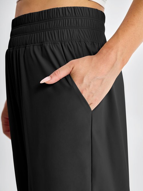 Caracilia Womens Barrel Wide Leg Hiking Pants High Waisted Baggy Summer Quick Dry Athletic Trousers with Pockets 2026 Black Large