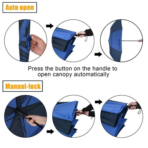 G4Free 62 Inch Automatic Open Golf Umbrella Extra Large Oversize Double Canopy Vented Windproof Waterproof Umbrella for Men Women