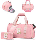 Skiennix Ballet Dance Bag - Stylish Gym Tote with Shoe Compartment & Makeup Pouch | Initial 'E' Design for Girls