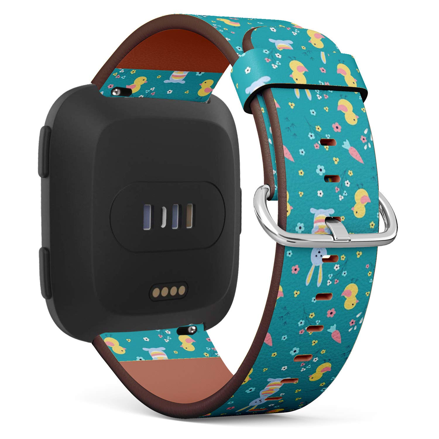 Q-Beans Replacement Band, Compatible with Fitbit Versa/Versa 2 / Versa Lite - Leather Band Bracelet Strap Wristband Accessory // Easter