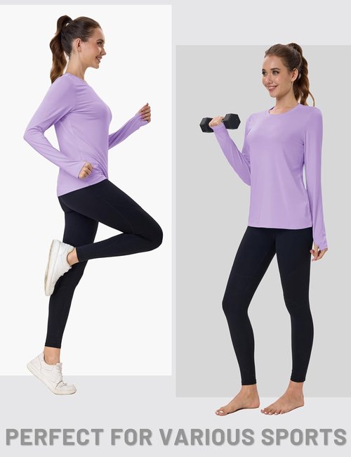 MAGCOMSEN Women's Long Sleeve Rash Guard - UPF 80+ Quick-Dry Sun Shirt for Swim & Workout | Thumb Holes