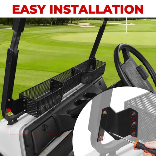 XUTVOTOR Inner Front Mesh Storage Basket Compatible with E-Z-GO RXV Valor 2025 Accessories, Black Combined Front Inner Dash Storage Tray Storage Shelf for EZGO RXV Valor 2025