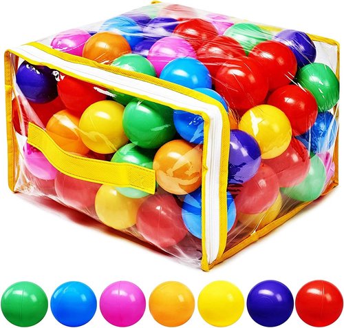 Hovenlay Ball Pit Balls - Phthalate & BPA Free Crush-Proof Plastic | 7 Bright Colors with Storage Bag