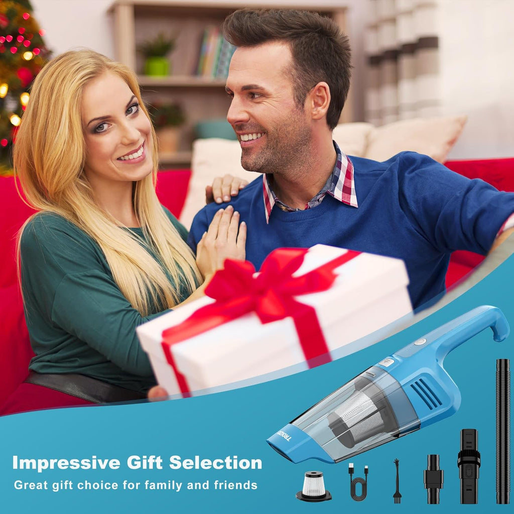 TROIZO Cordless Handheld Vacuum - 14500PA Powerful Suction & Brushless Motor | Portable for Home & Car