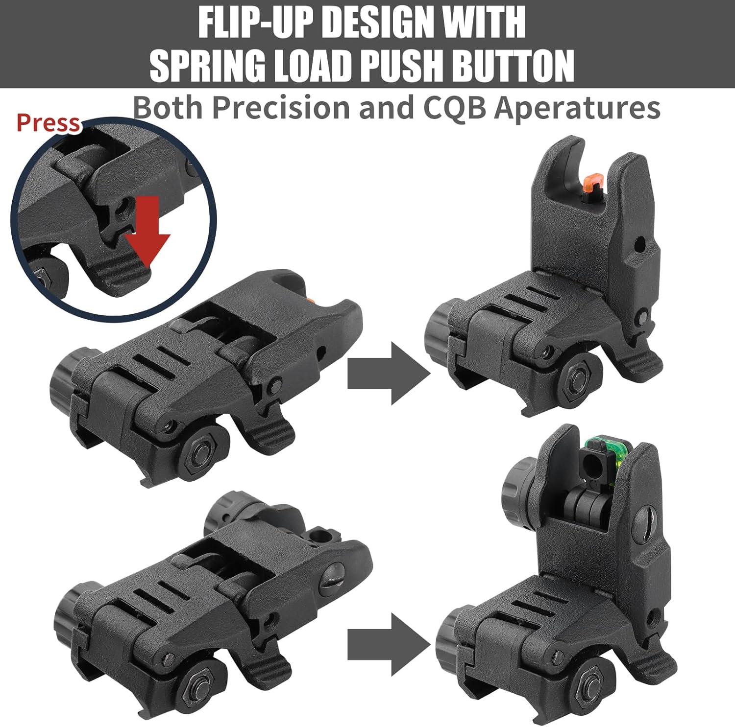 Skiennix Flip Up Sight - Lightweight Front and Rear Sights for Enhanced Accuracy