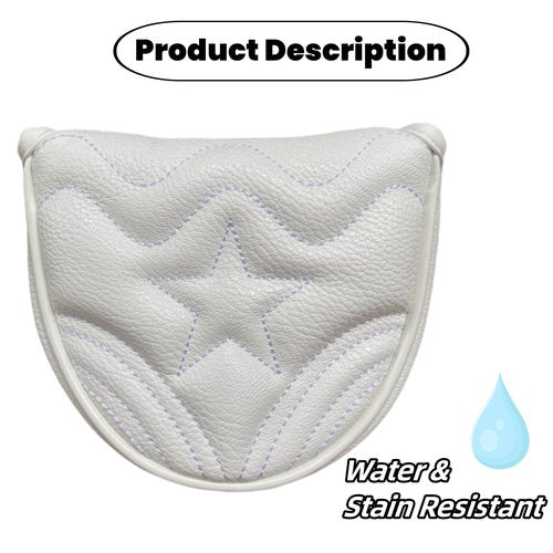 White Mallet Putter Cover Magnetic Golf Putter Head Cover Headcover, Premium PU Leather Golf Club Covers Mallet Putter Headcover, Great Gift for Men Golfer
