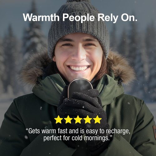Handy Heater Hand Warmers Ultra - Rechargeable & Cordless with 3 Heat Settings - Portable, Battery Powered, Lightweight - Up To 7 Hours of Run Time Per Warmer - Cold Weather & Camping Hand Heater