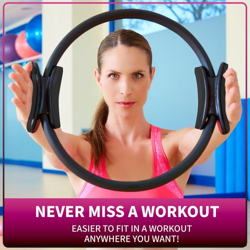 10 Pcs Pilates Ring Set, 12" Pilates Circle Ring with Extra Thick Padded Handles, Pilates Equipment for Home or Travel, Workout Equipment for Women for Inner Thigh & Core, Upper Body Workout Equipment
